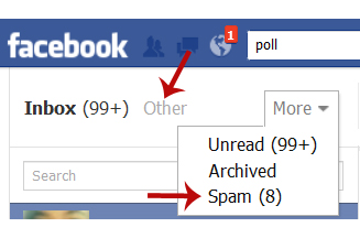 How to locate Spam and Other message folder on Facebook